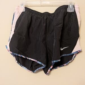 Nike Women's Black Shorts with Pink and Blue Trim